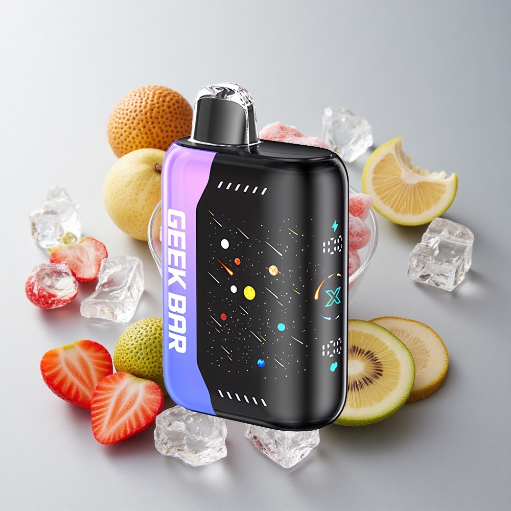 GEEK BAR Pulse X 42K Puffs Fresa Kiwi Hielo Edición Meteoro Pantalla Curva 3D