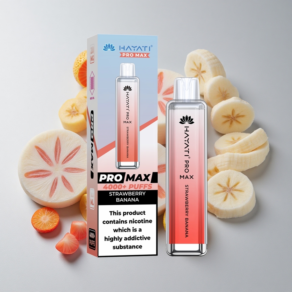 Hayati Pro Max 4000 Puffs Fresa Plátano Batería Recargable 1400mAh