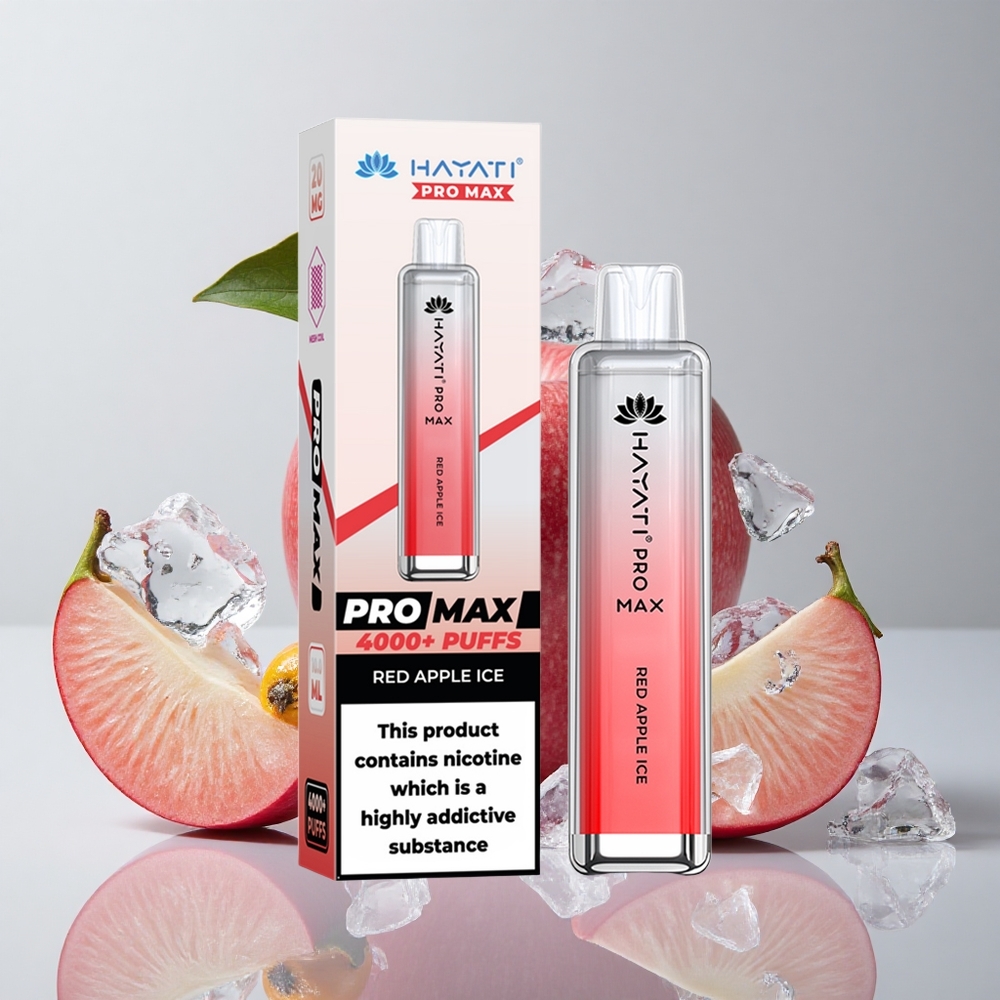 Hayati Pro Max 4000 Puffs Manzana Roja Hielo Batería Recargable