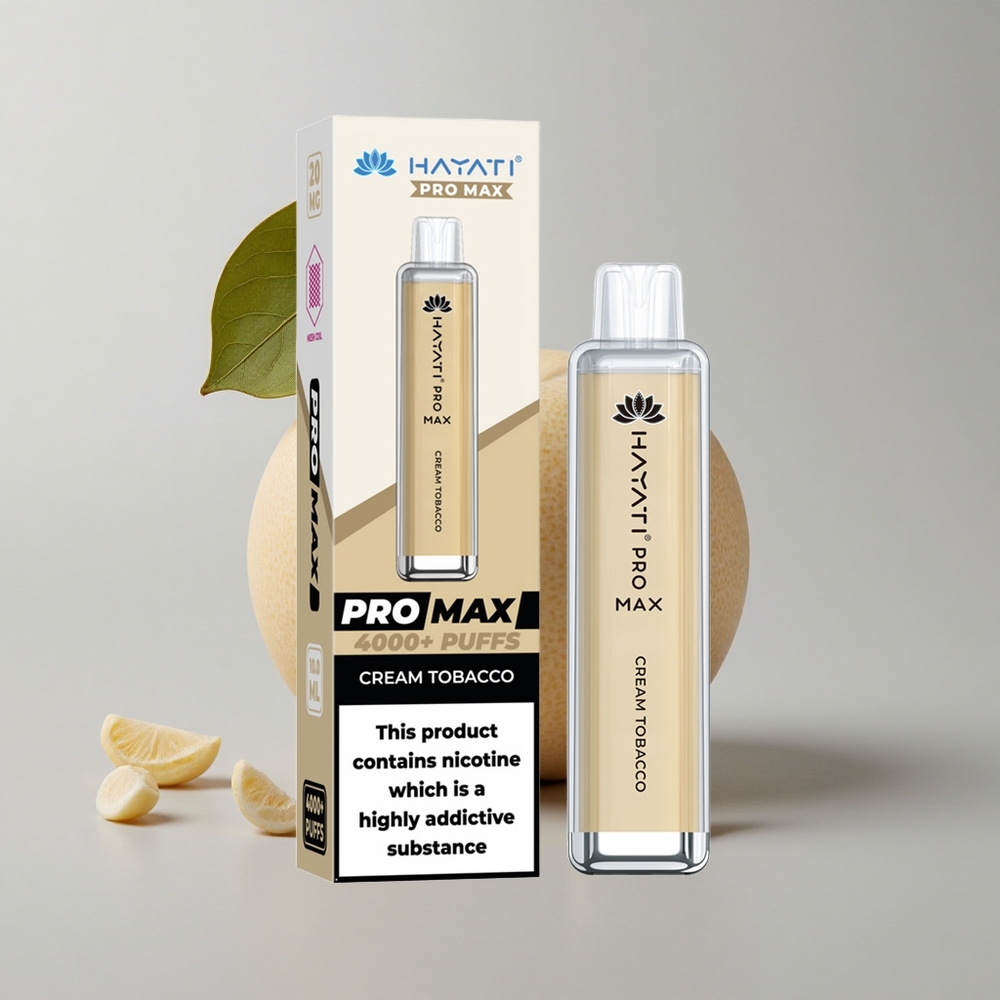 Hayati Pro Max 4000 Puffs Vape Crema Tabaco Recargable Batería 1400mAh