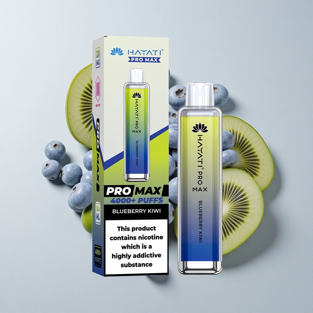 Hayati Pro Max 4000 Puffs Vape Desechable Arándano Kiwi Batería 1400mAh Recargable