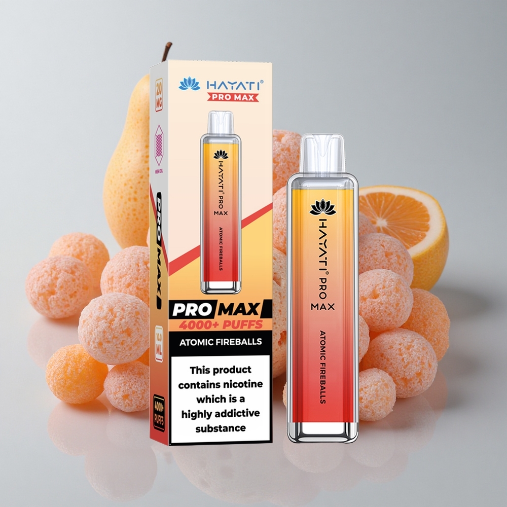 Hayati Pro Max 4000 Puffs Vape Desechable Bolas de Fuego Atómicas Batería Recargable