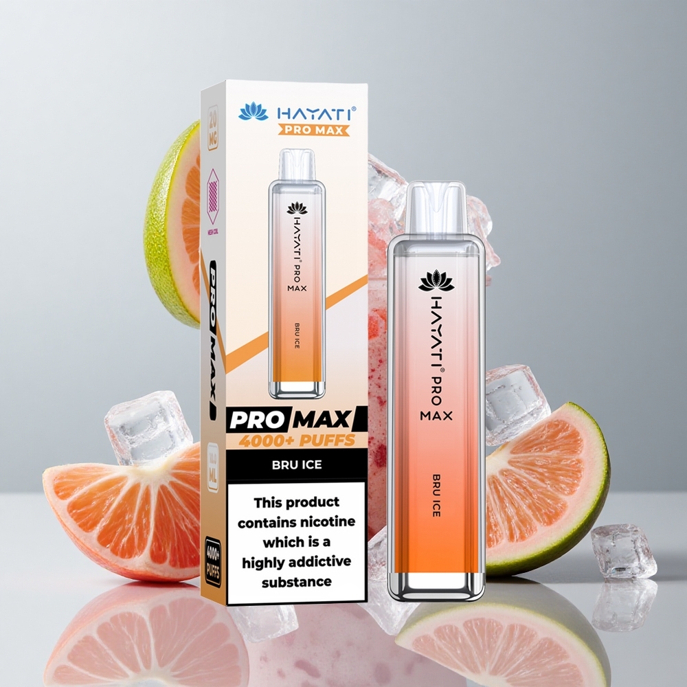 Hayati Pro Max 4000 Puffs Vape Desechable Bru Hielo Batería 1400mAh Recargable