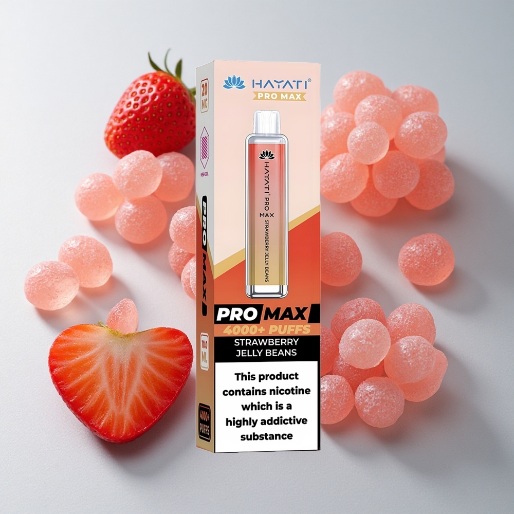 Hayati Pro Max 4000 Puffs Vape Desechable Fresa Gominola Batería 1400mAh Recargable