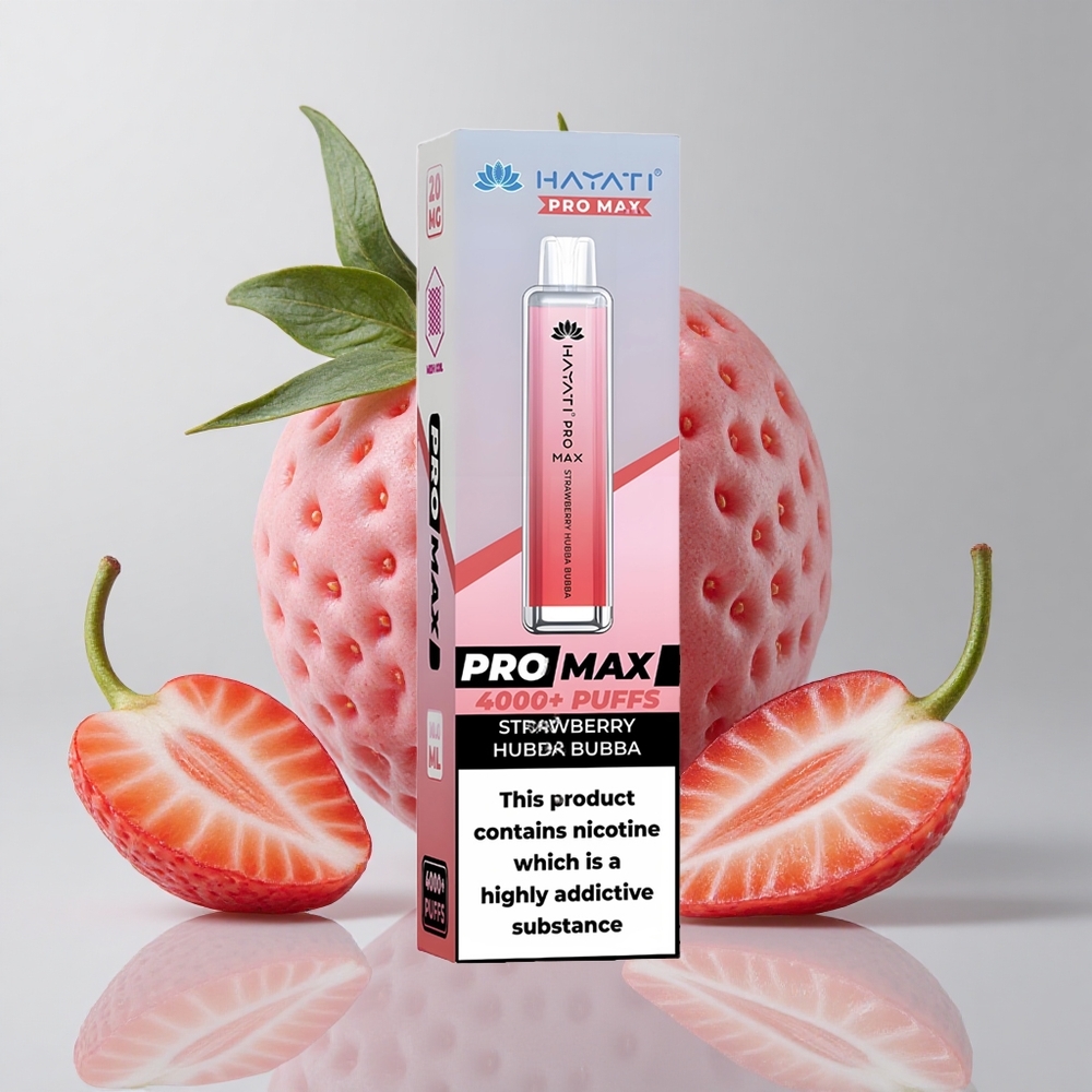 Hayati Pro Max 4000 Puffs Vape Desechable Fresa Hubba Bubba Batería Recargable