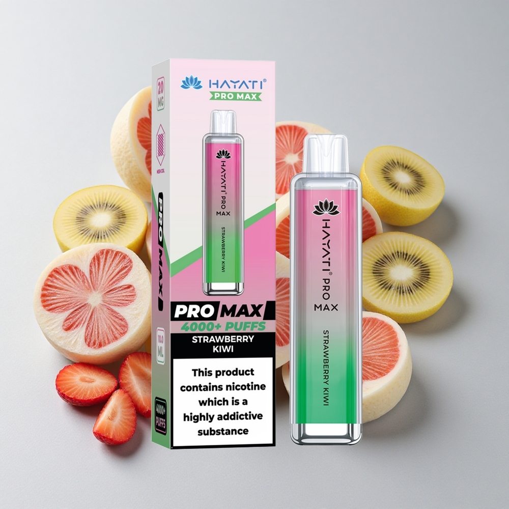 Hayati Pro Max 4000 Puffs Vape Desechable Fresa Kiwi Batería Recargable 1400mAh