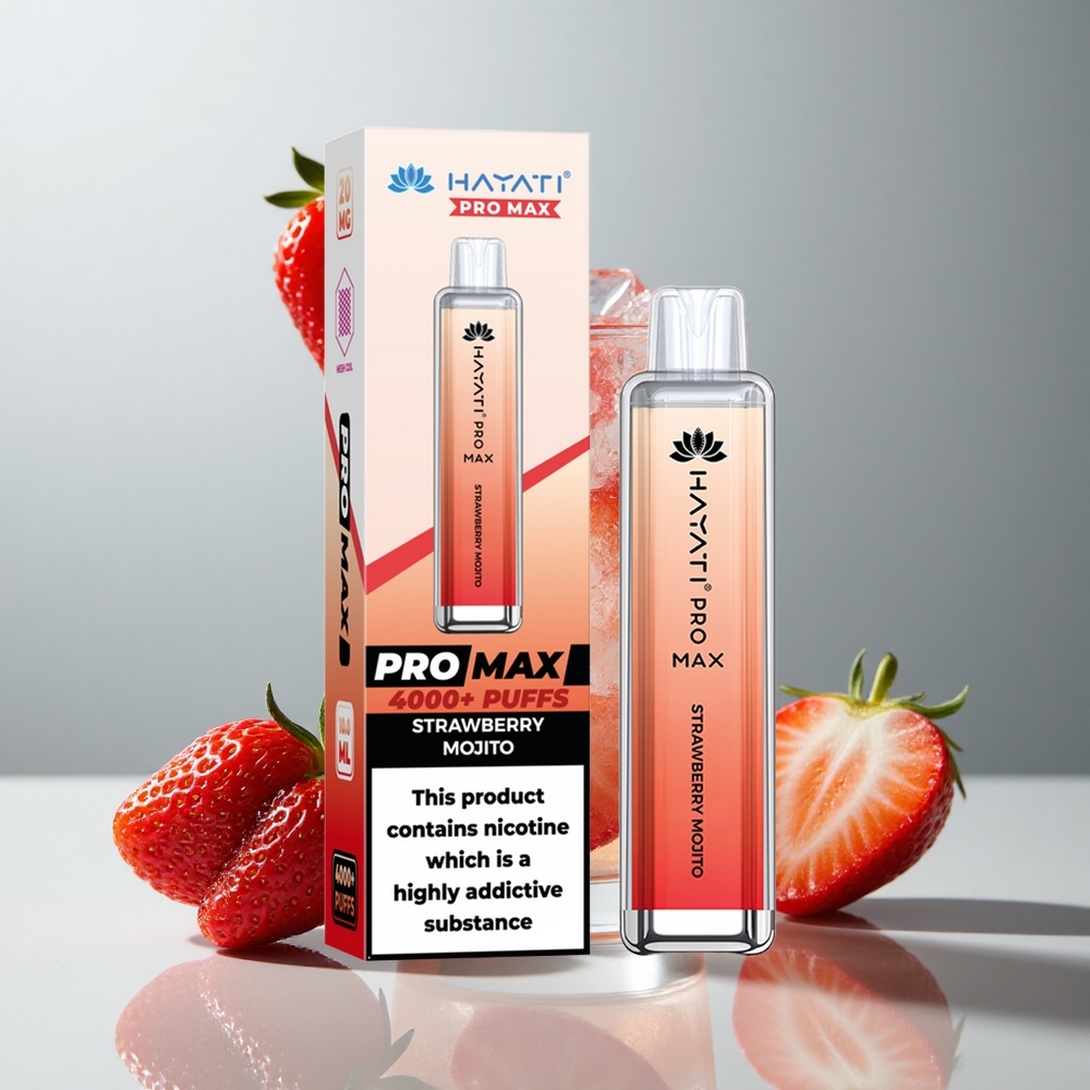 Hayati Pro Max 4000 Puffs Vape Desechable Fresa Mojito 2ml Batería Recargable