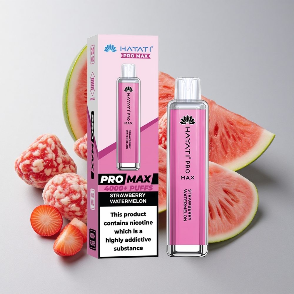Hayati Pro Max 4000 Puffs Vape Desechable Fresa Sandía Batería 1400mAh