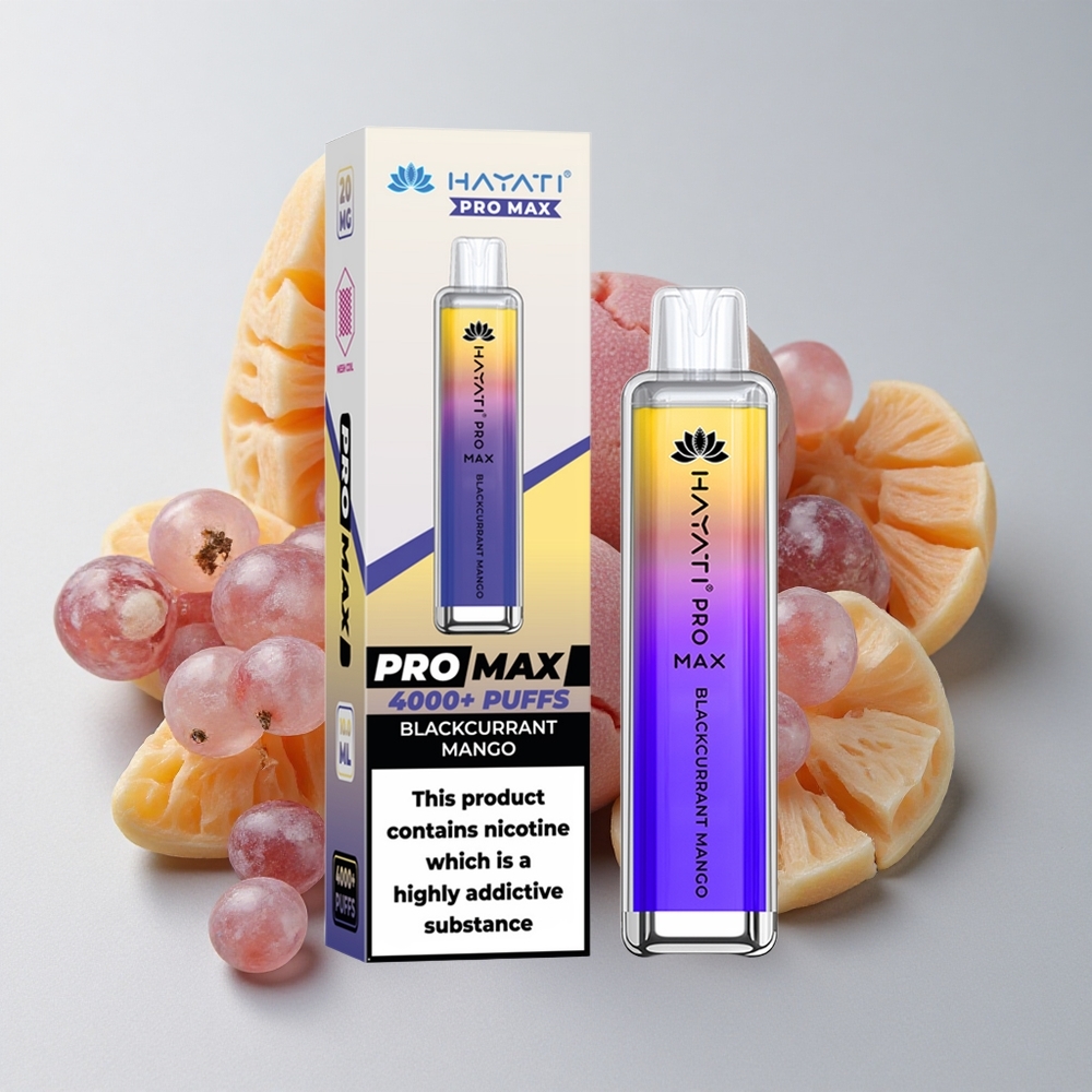 Hayati Pro Max 4000 Puffs Vape Desechable Grosella Negra Mango Batería Recargable