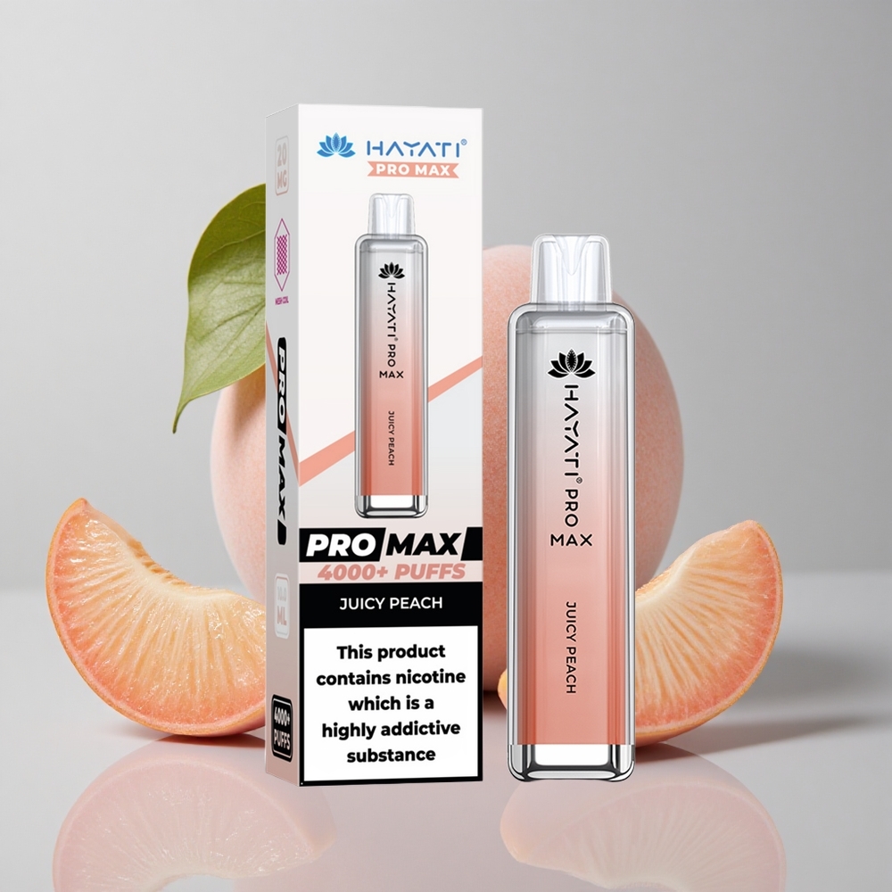 Hayati Pro Max 4000 Puffs Vape Desechable Melocotón Jugoso Batería 1400mAh Recargable