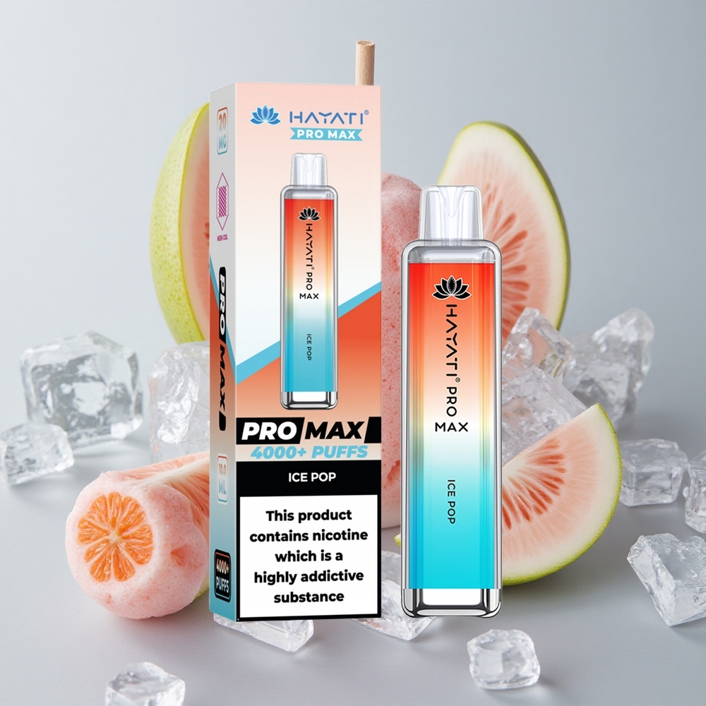 Hayati Pro Max 4000 Puffs Vape Desechable Paleta Helada Batería 1400mAh Recargable
