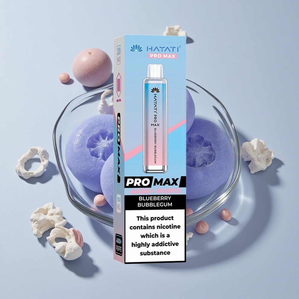 Hayati Pro Max 4000 Puffs Vape Disposable Chicle Arándano LED Recargable 1400mAh