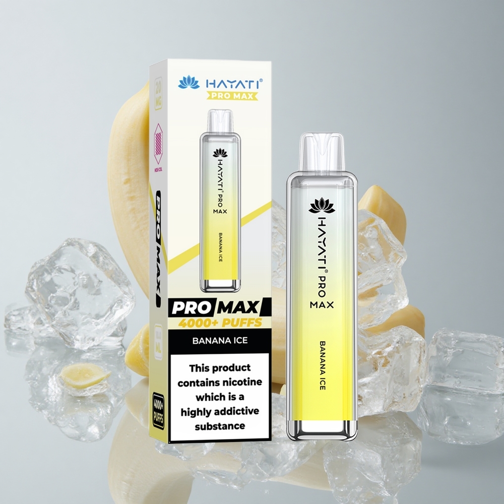 Hayati Pro Max 4000 Puffs Vape Plátano Hielo Batería Recargable