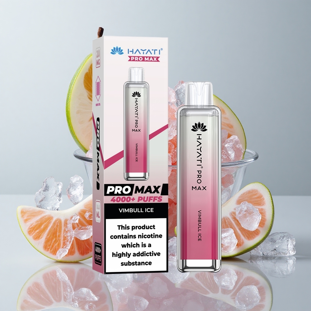 Hayati Pro Max 4000 Puffs Vape Vimbull Hielo Batería Recargable Dual 1.1 Ohm