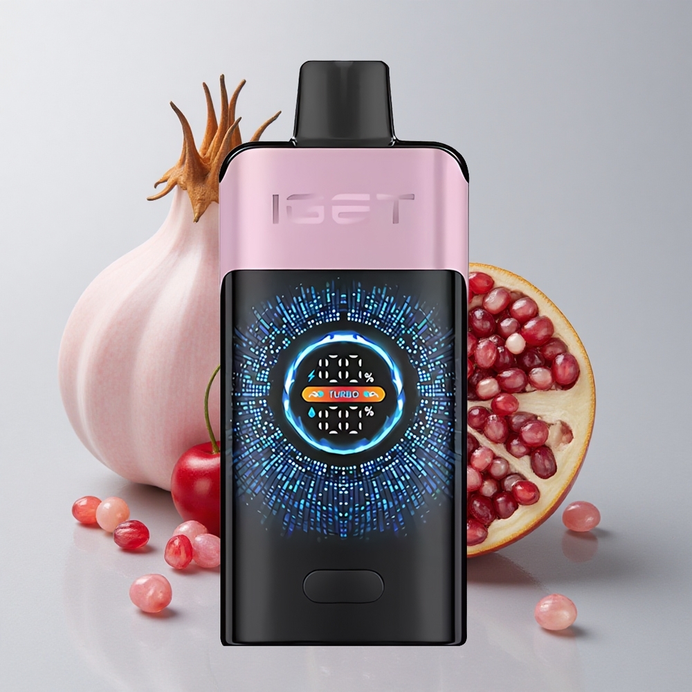 IGET ONE 12000 Puffs Vape Desechable Cereza Granada 2700 mAh Pantalla Curva Grande
