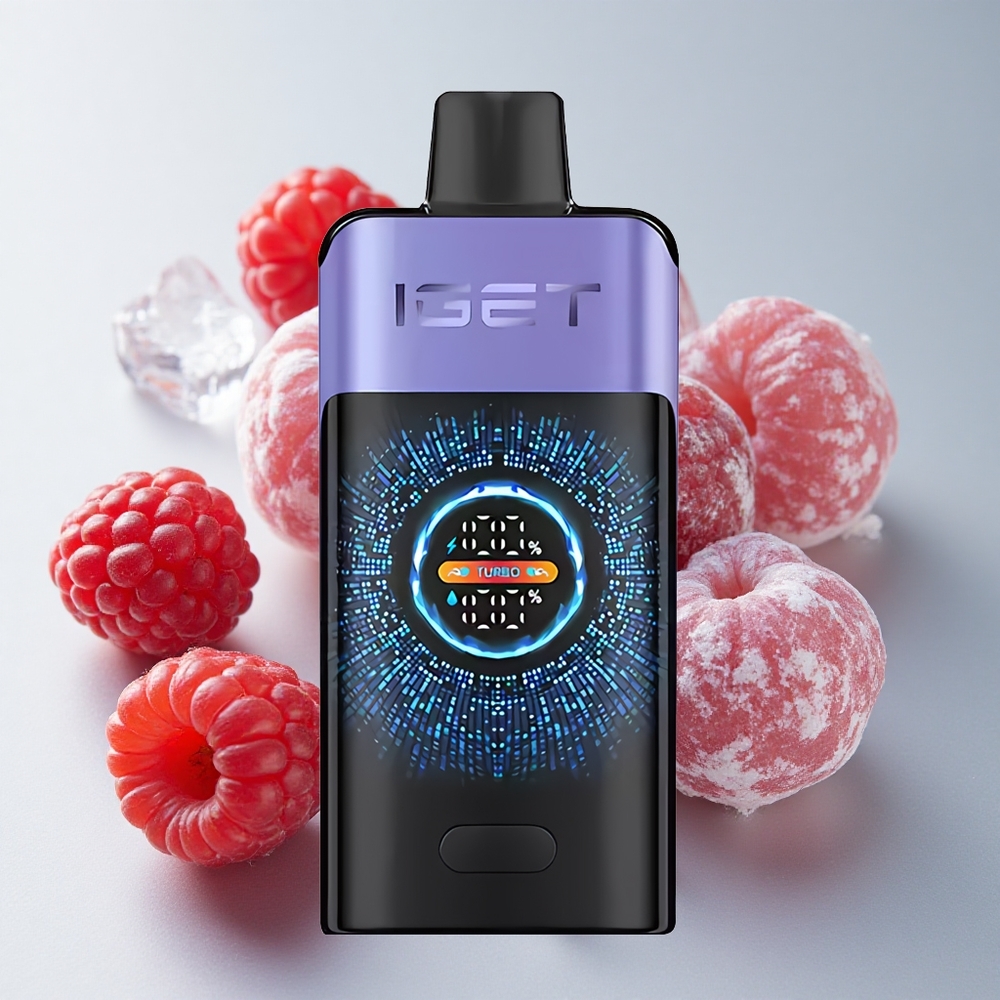 IGET ONE 12000 Puffs Vape Disposable Frambuesa Uva Hielo 2700 mAh Pantalla Grande Curva