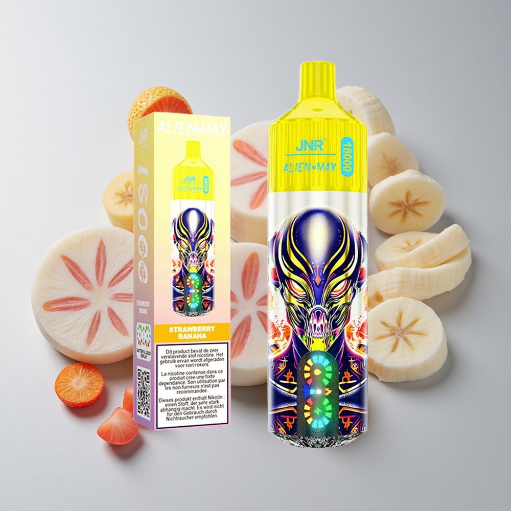 JNR Alien Max 18000 Chupadas Fresa Plátano Dual Malla Dual Núcleo