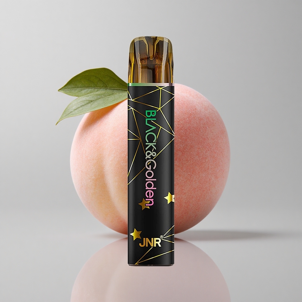 JNR Black&Golden 800 Bocanadas Vape Desechable Melocotón Fruta Sin Carga 2ml