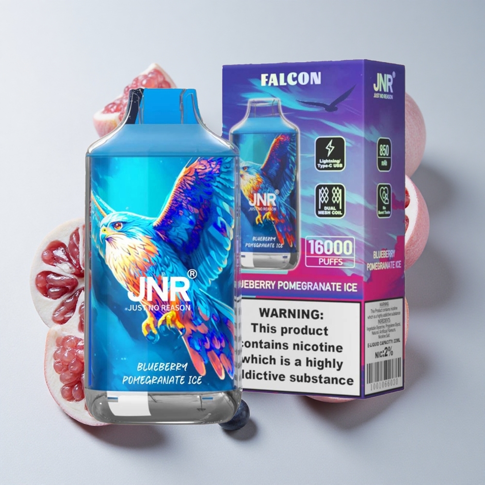 JNR Falcon 16000 Puffs Arándano Granada Hielo 850mAh Tipo C