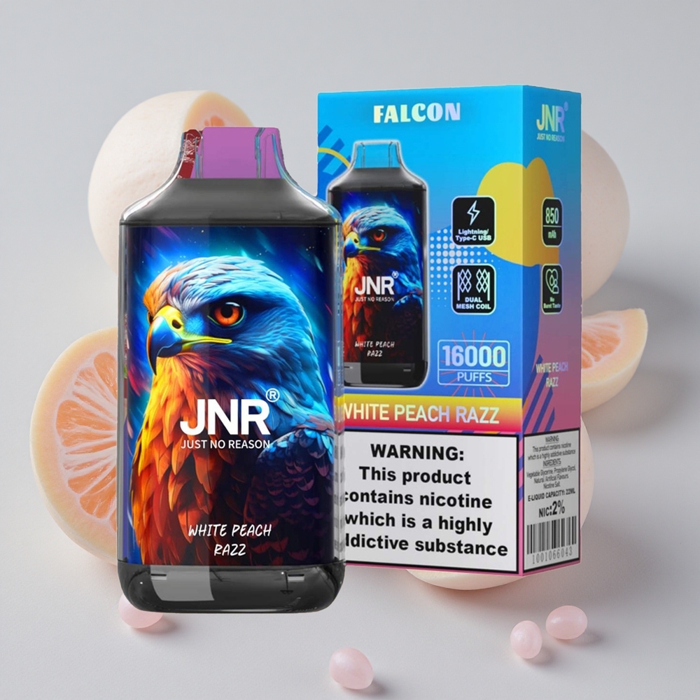 JNR Falcon 16000 Puffs Durazno Blanco Frambuesa 22ml 850mAh