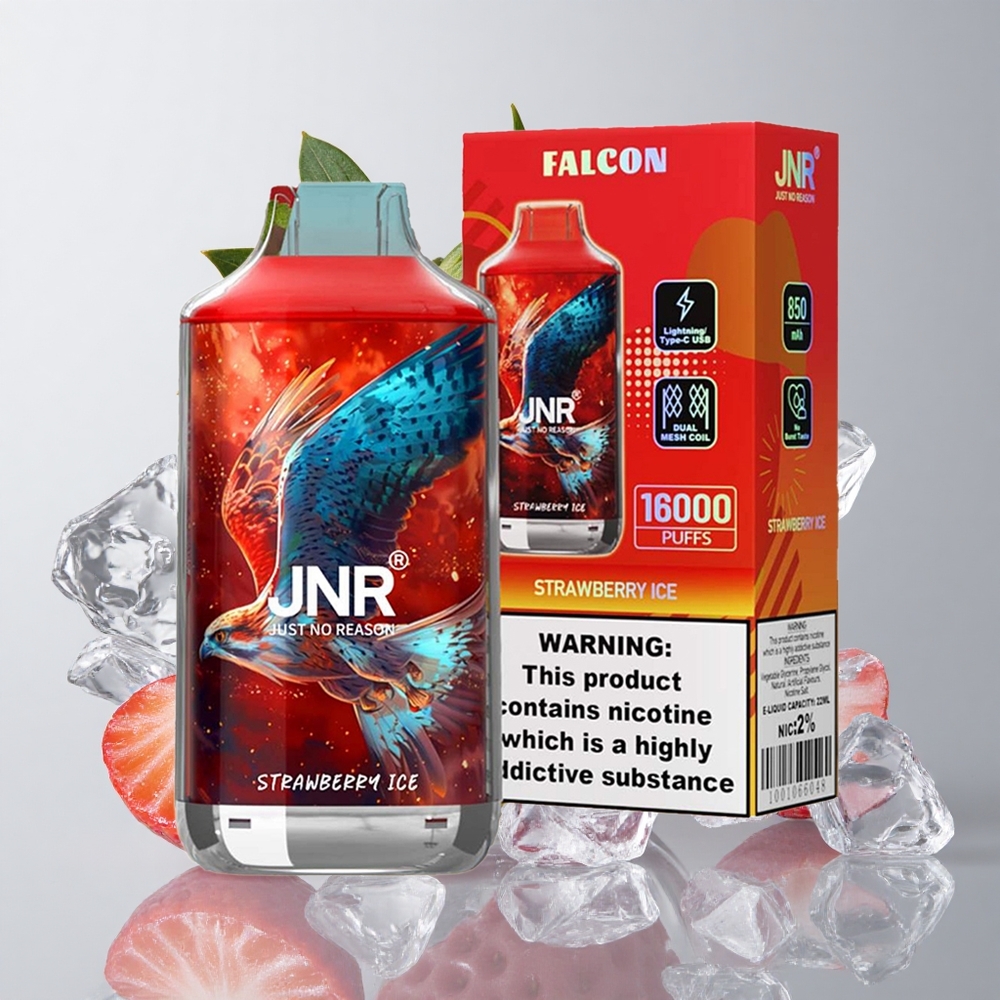 JNR Falcon 16000 Puffs Fresa Hielo con Pantalla Inteligente LED