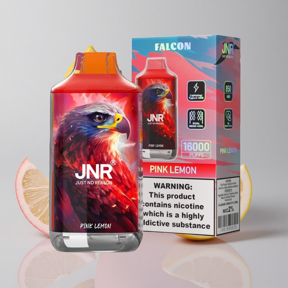 JNR Falcon 16000 Puffs Limón Rosado 22ml Dual Mesh Coil