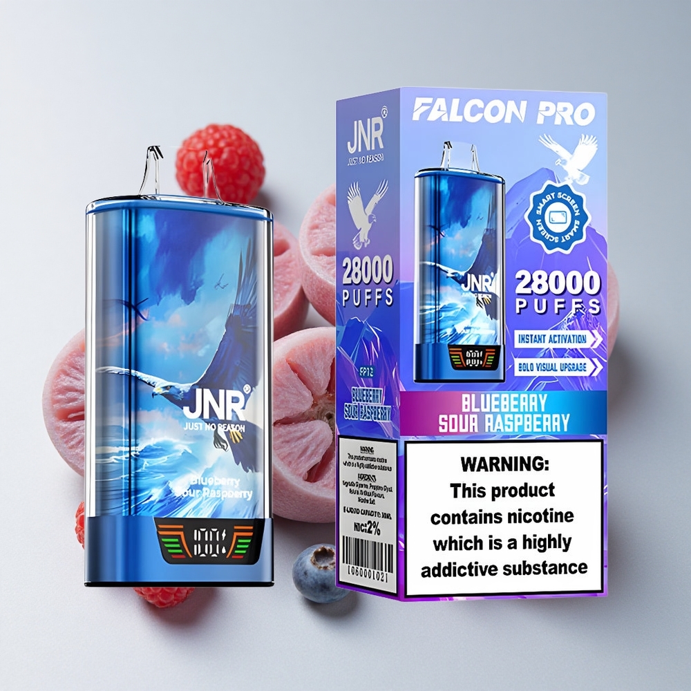 JNR Falcon Pro 28000 Disposable Vape Arándano Frambuesa Ácida con 28000 Puffs y Pantalla Inteligente
