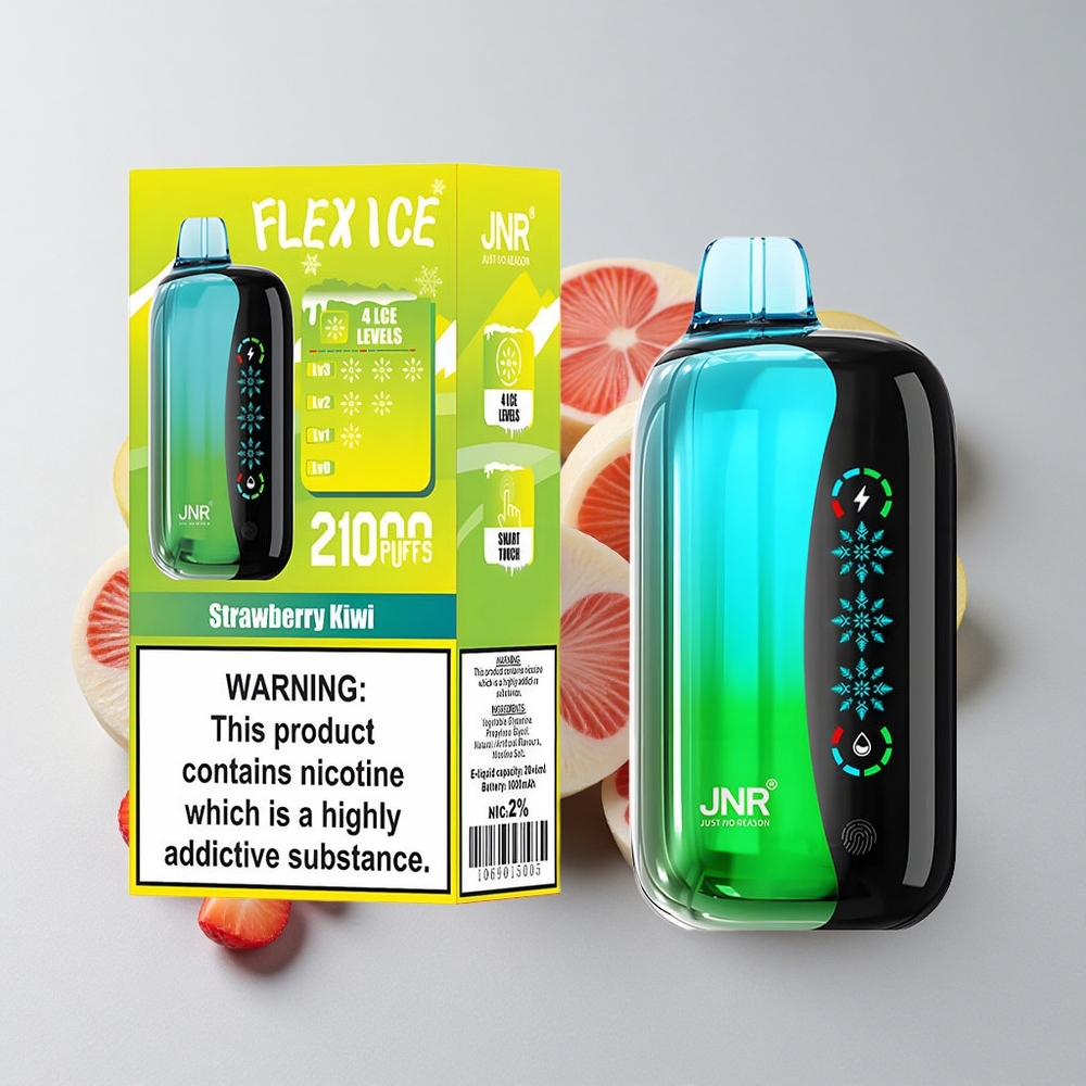JNR Flex Ice 21000 Puffs Fresa Kiwi Ajuste de Hielo y Pantalla Táctil