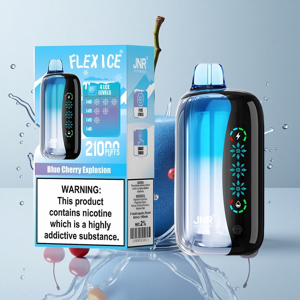 JNR Flex Ice 21000 Puffs Vape Disposable Cereza Azul Explosión Ajustable Hielo Pantalla Táctil