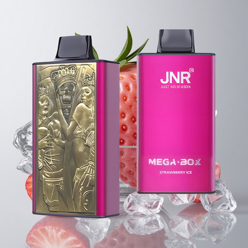JNR Mega Box 25000 Puffs Vape Desechable Fresa Hielo 30ml Dual Mesh