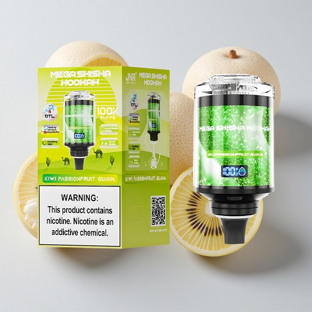JNR Mega Shisha 100K Chupadas Kiwi Maracuyá Guayaba Pantalla Inteligente 2200mAh