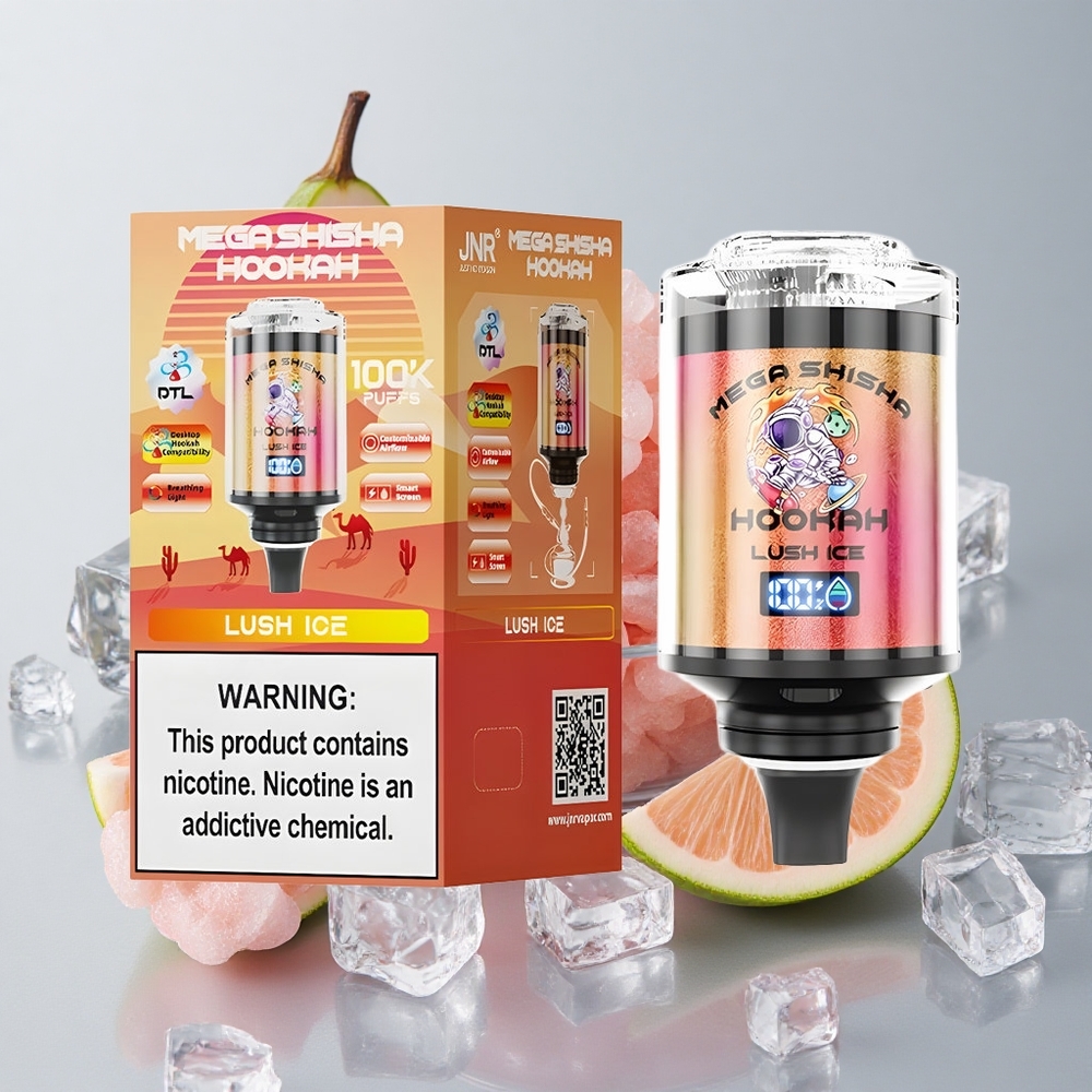 JNR Mega Shisha Hookah 100K Helado Lujoso Compatibilidad con Escritorio Pantalla Inteligente