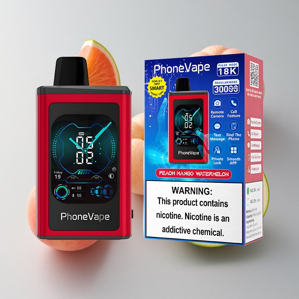 JNR Phone Vape 30000 Puffs Vape Desechable Melocotón Mango Sandía Pantalla Completa