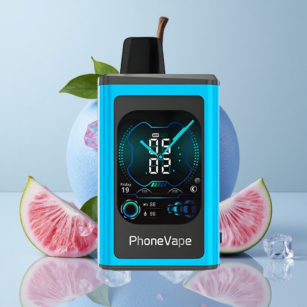 JNR Phone Vape 30000 chupadas Azul Frambuesa Hielo Pantalla Completa