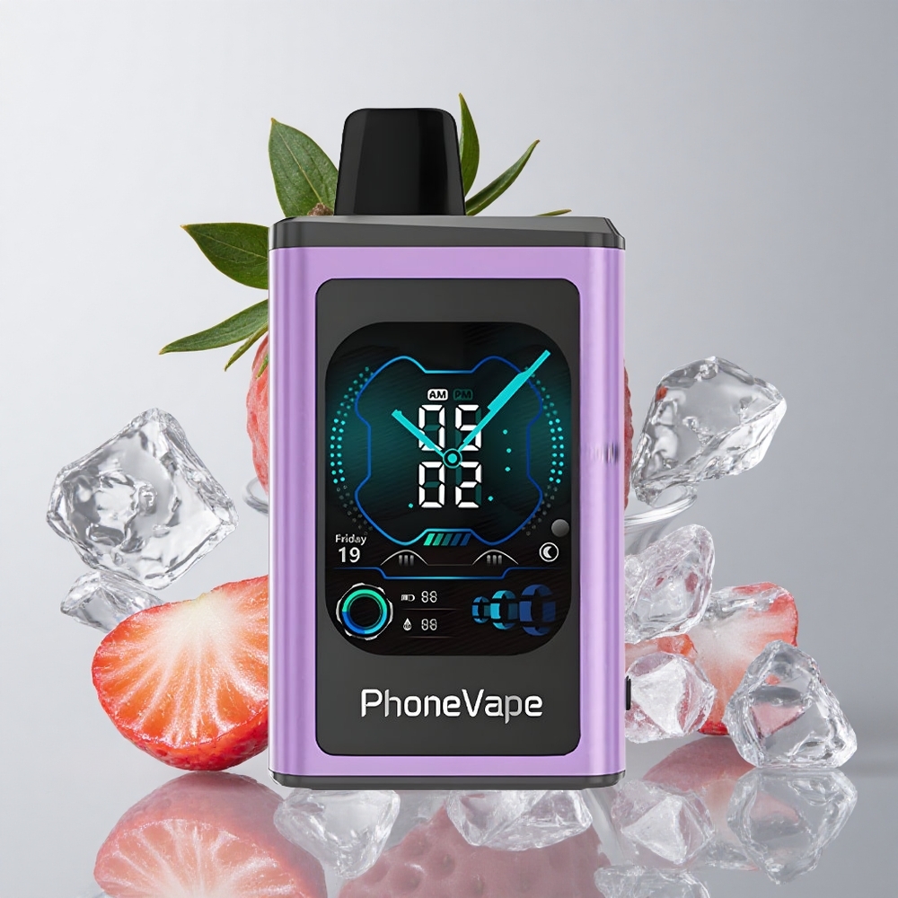 JNR Phone Vape 30000 chupadas Fresa Hielo Pantalla Completa