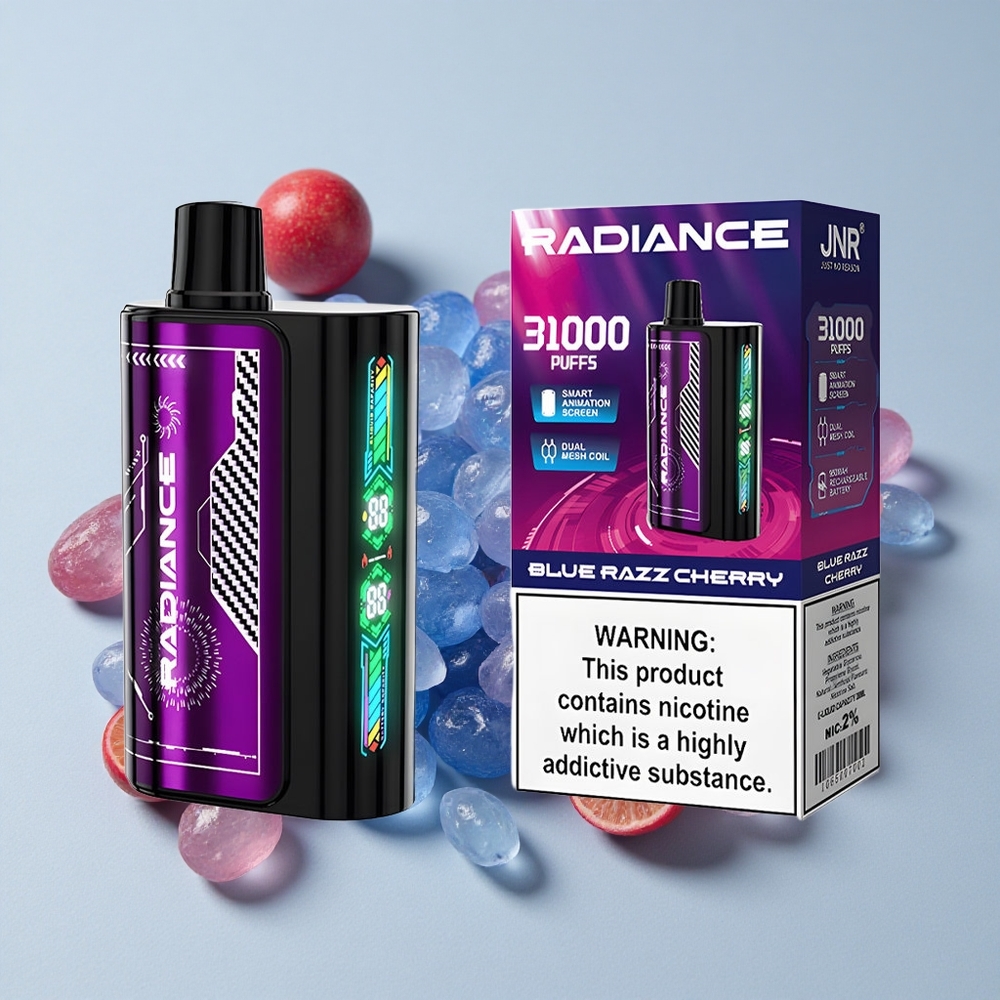 JNR Radiance 31000 Bocanadas Vape Desechable Arándano Azul Cereza Pantalla Inteligente