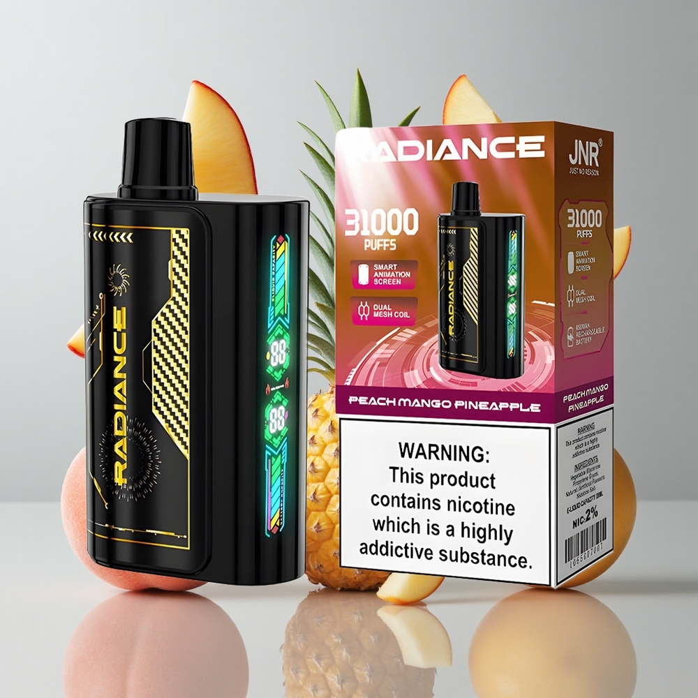 JNR Radiance 31000 Bocanadas Vape Desechable Melocotón Mango Piña 28ml