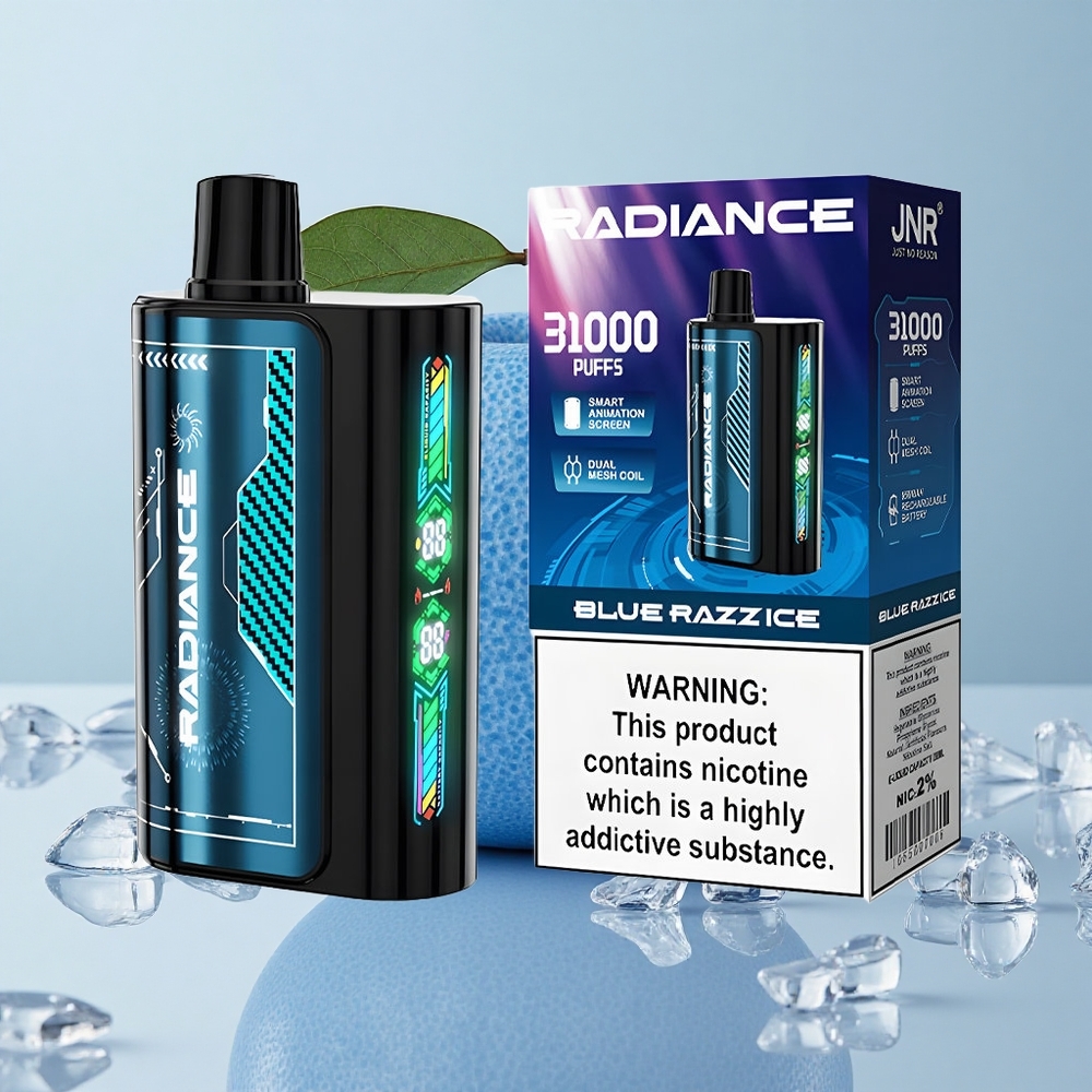 JNR Radiance 31000 Puffs Vape Disposable Arándano Azul Hielo Pantalla Inteligente