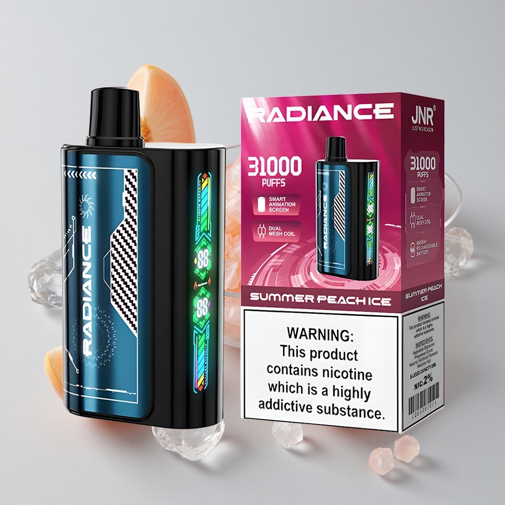 JNR Radiance 31000 Puffs Vape Disposable Durazno Helado Verano Pantalla Inteligente