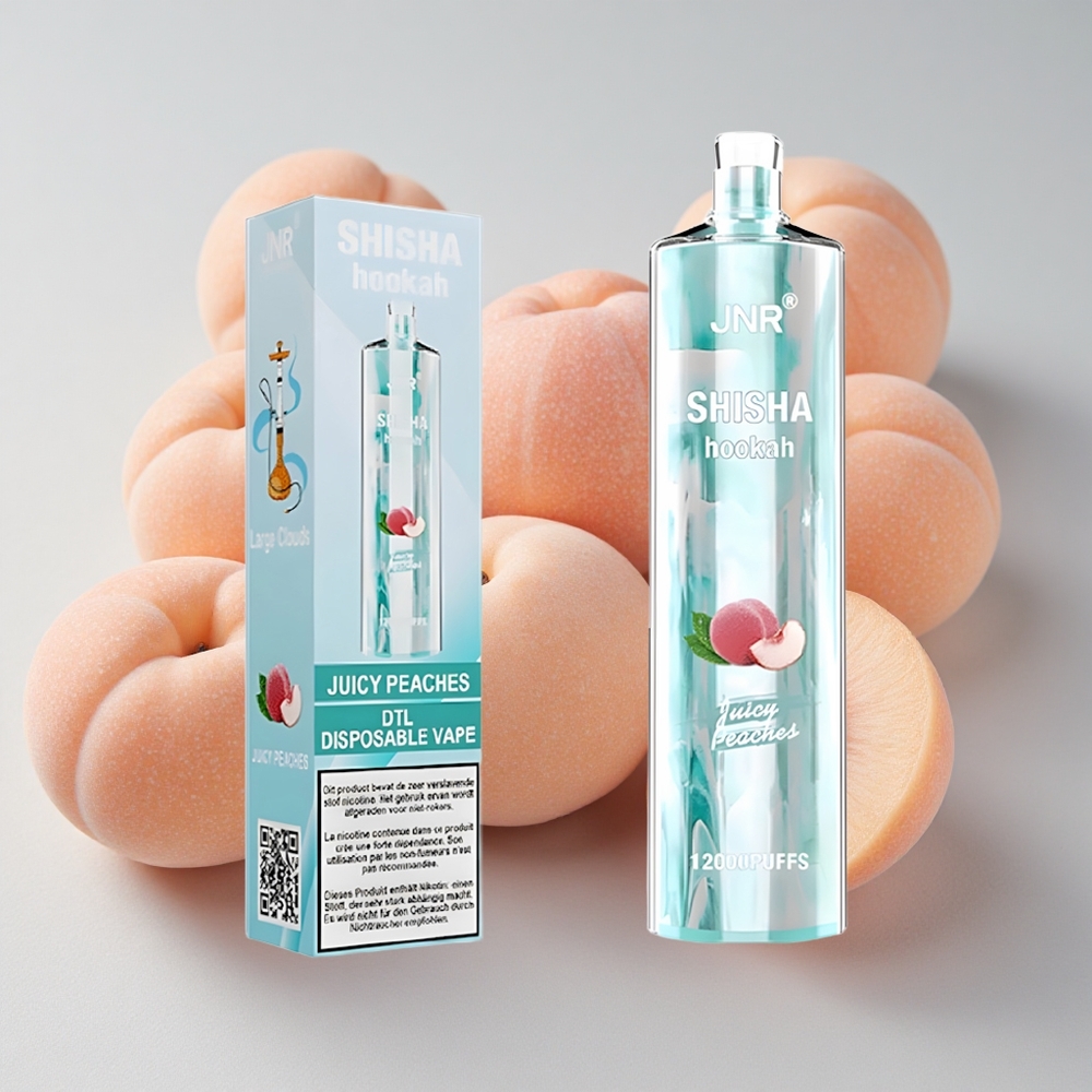 JNR Shisha Hookah 12000 Puffs Duraznos Jugosos Tipo-C Carga Rápida