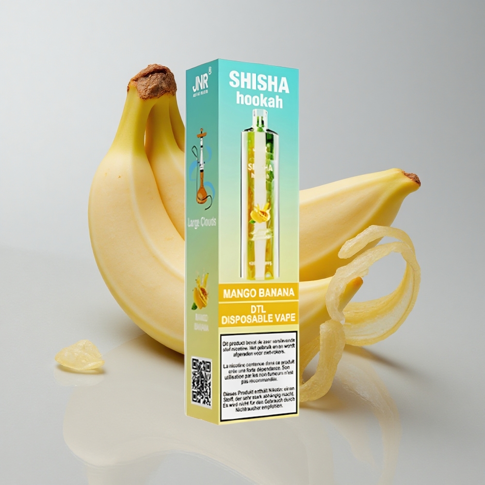 JNR Shisha Hookah 12000 Puffs Mango Plátano Tipo-C Carga Rápida