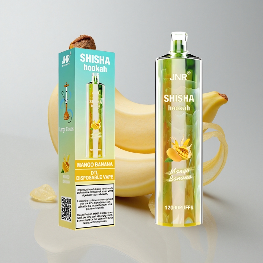 JNR Shisha Hookah 12000 Puffs Mango Plátano Tipo-C Carga Rápida
