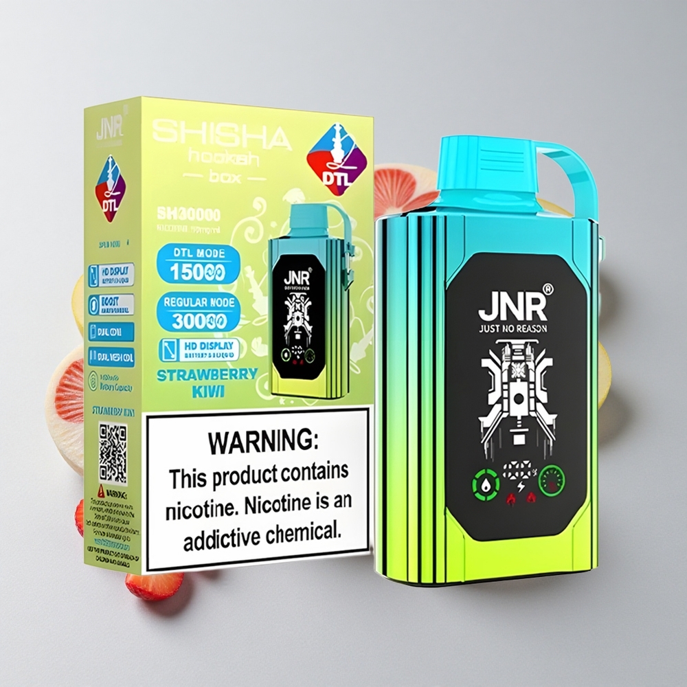JNR Shisha Hookah Box 20500 Puffs Fresa Kiwi Dual Mesh Coil Tipo-C