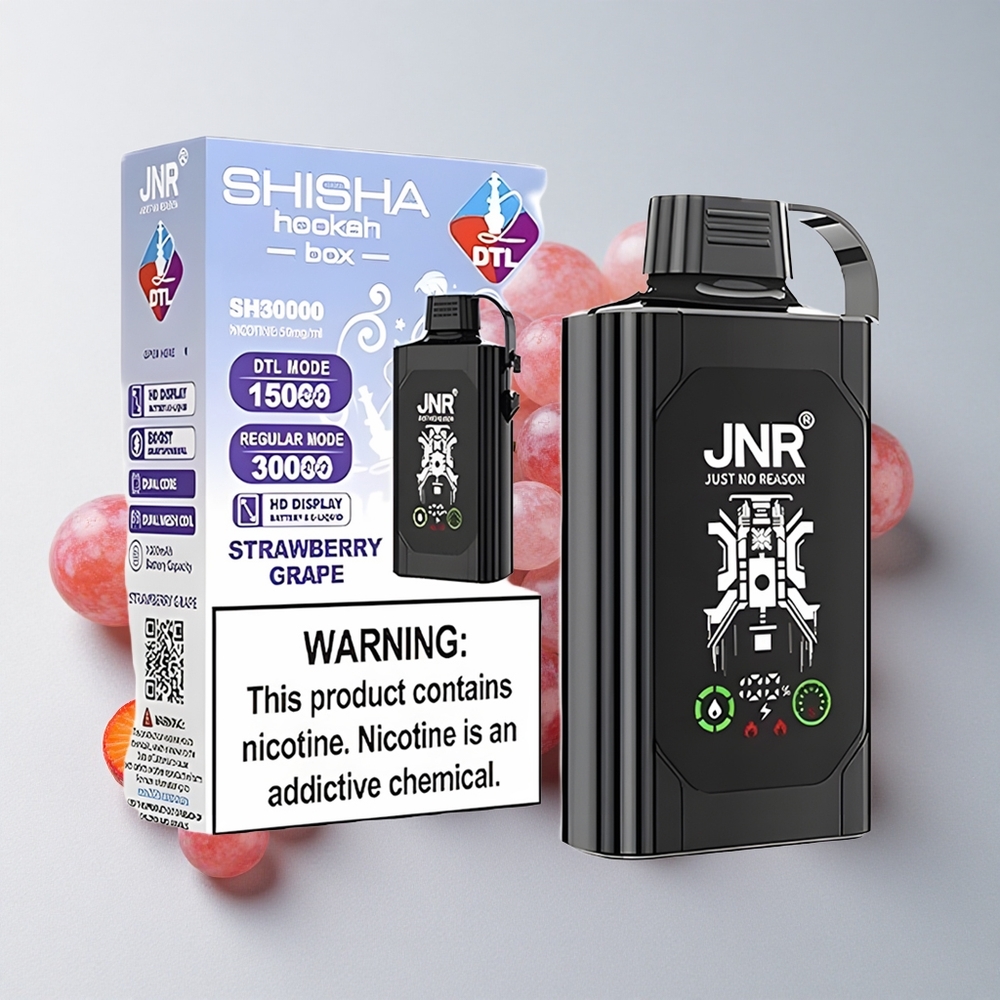 JNR Shisha Hookah Box 20500 Puffs Fresa Uva Dual Mesh Coil Dual Core