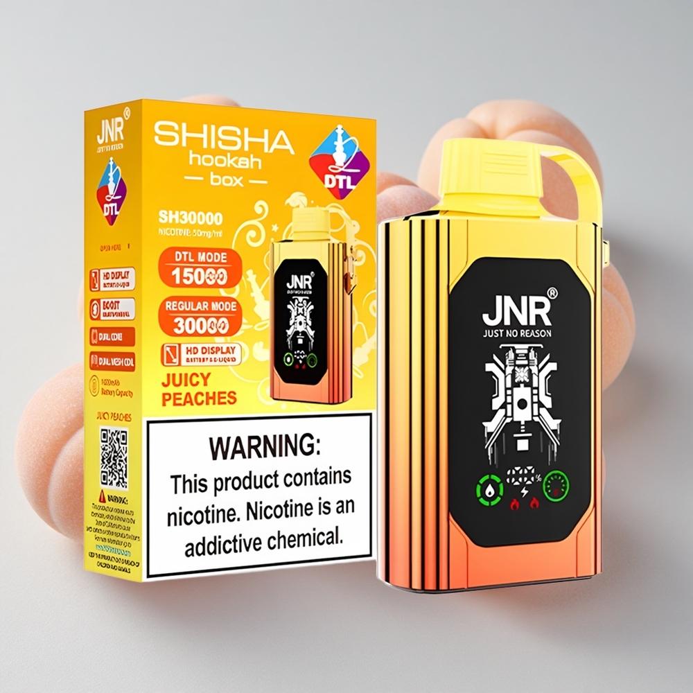 JNR Shisha Hookah Box 20500 Puffs Melocotones Jugosos 25ml 0% 2% 5% Nicotina