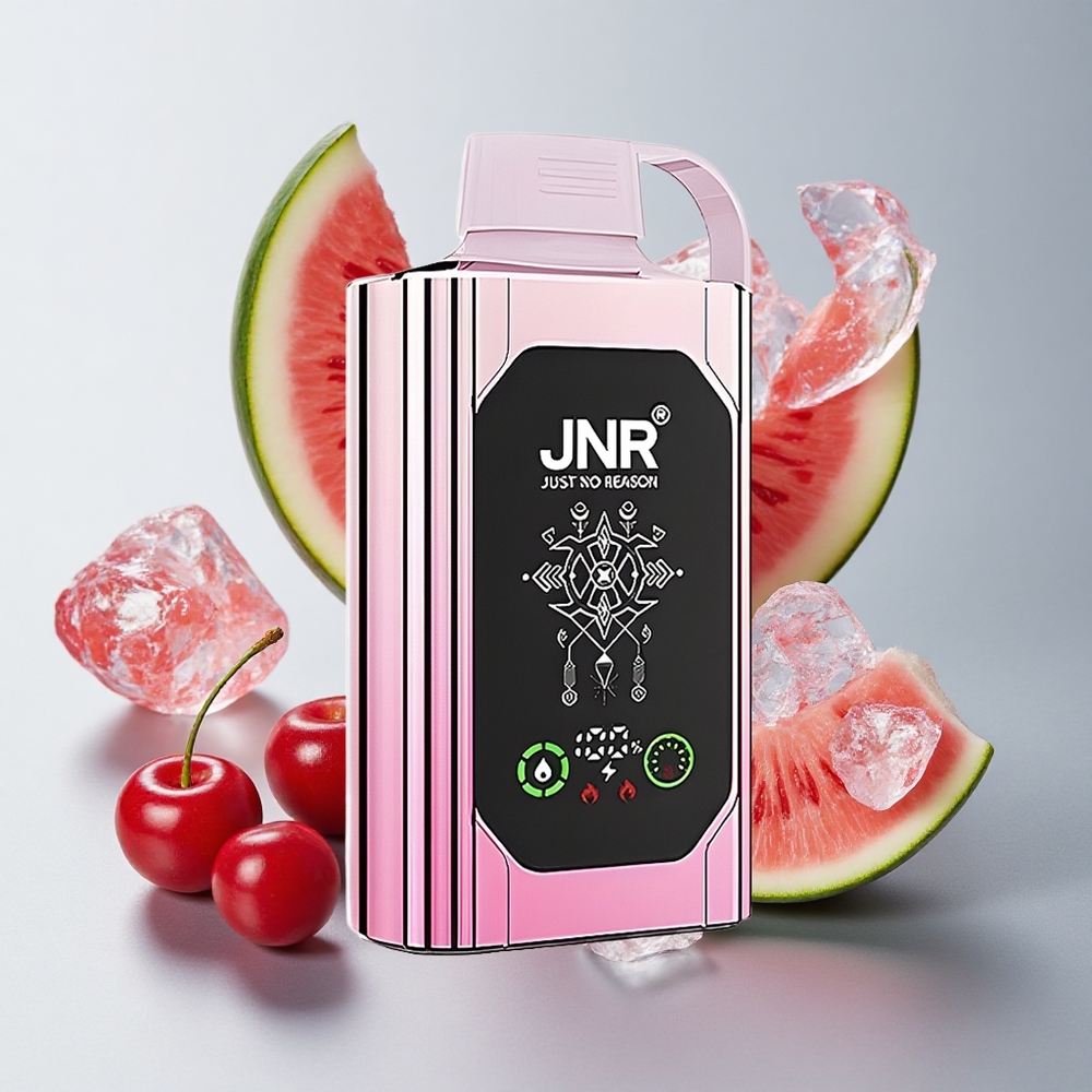 JNR Shisha Hookah Box 20500 Puffs Vape Disposable Cereza Sandía Helada HD Display 25ml