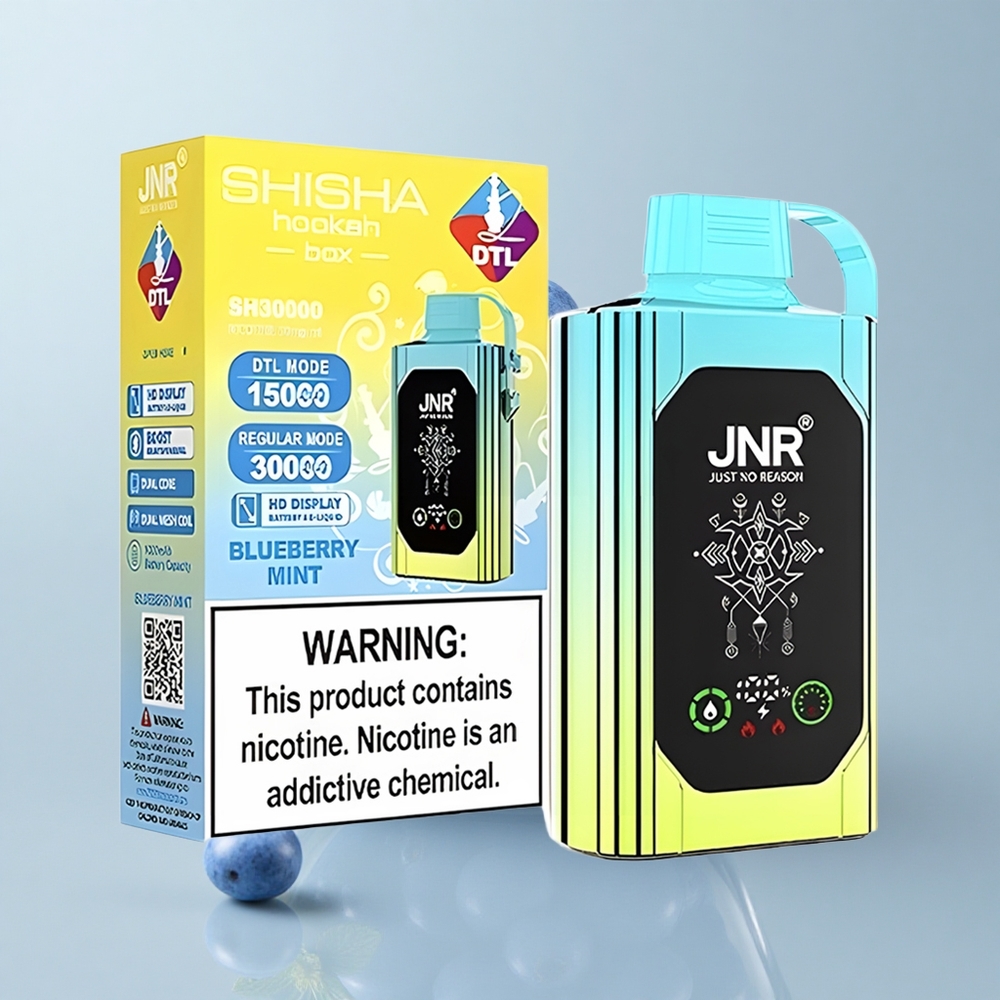JNR Shisha Hookah Box 20500 Puffs Vape Disposable Menta Arándano Azul