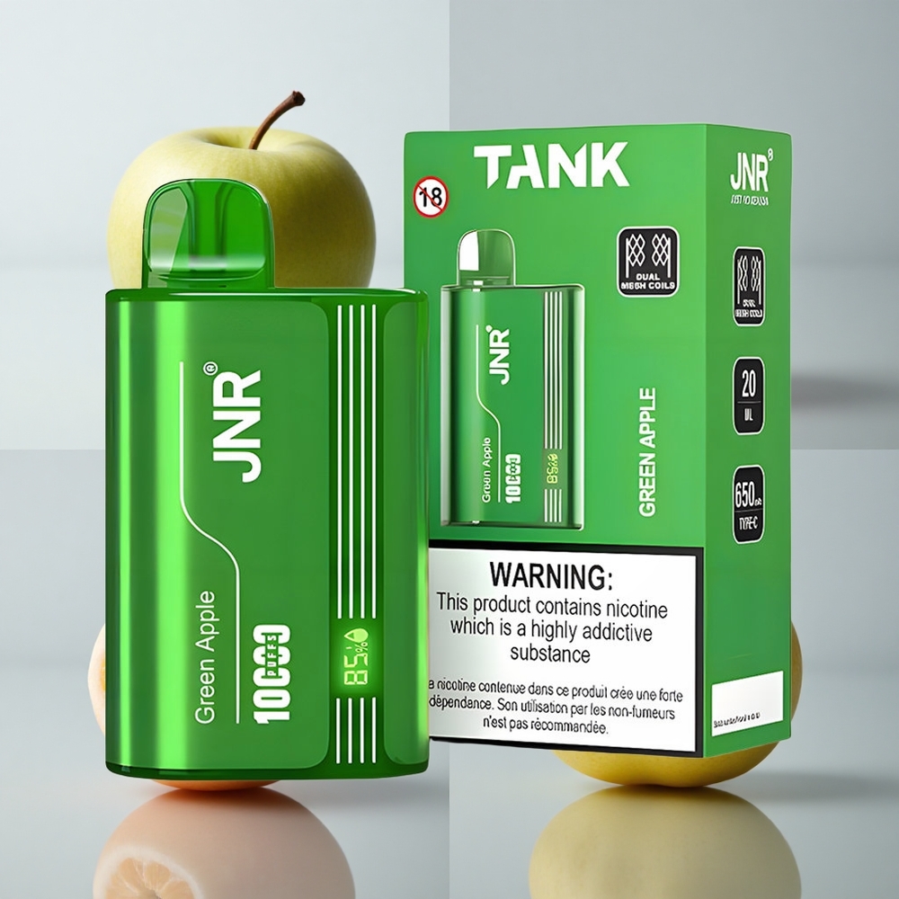 JNR Tank 10000 Puffs Vape Desechable Manzana Verde Durazno Pera con 20ml y Doble Bobina Mesh