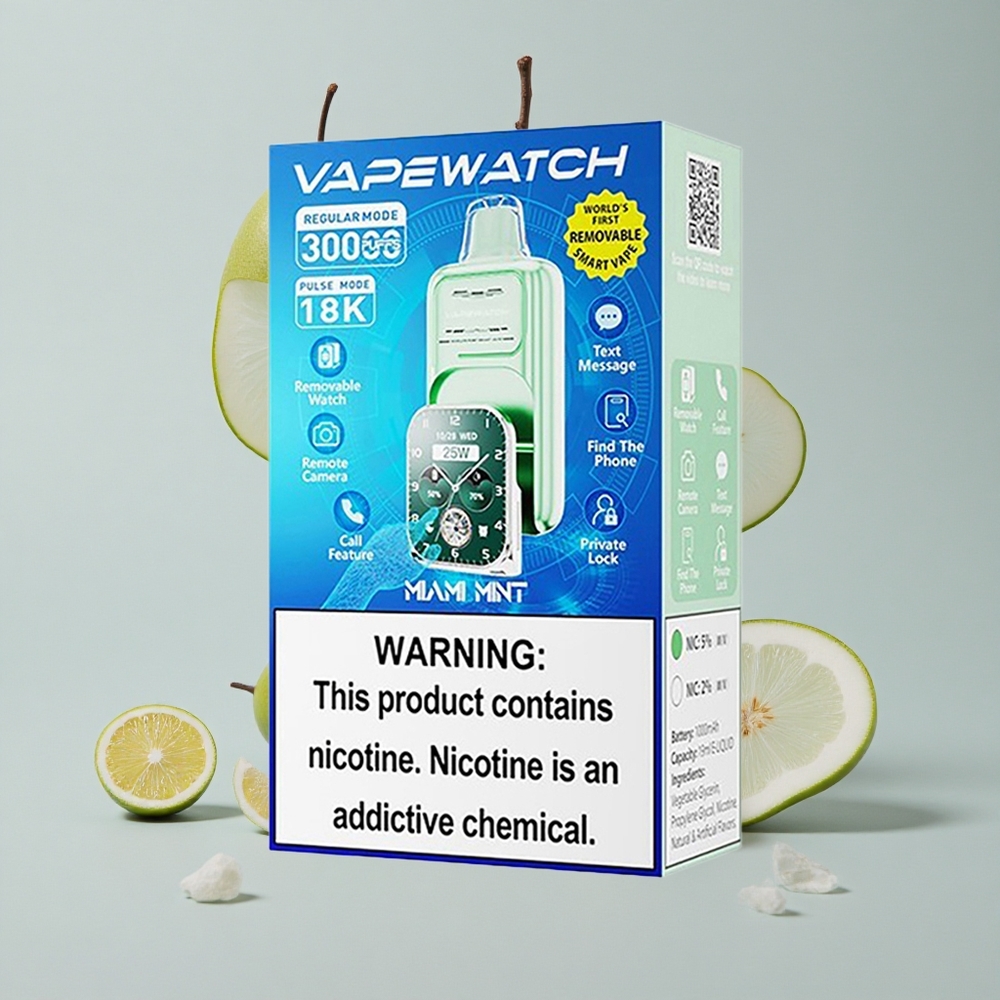 JNR Vape Watch 30000 Puffs Menta de Miami Dual Mesh Coil
